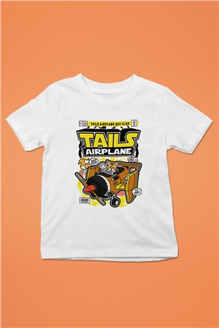 Tails Airplane  Baskılı Unisex Beyaz Çocuk Tişört