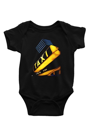 Taksici Baskılı Siyah Bebek Body - Zıbın