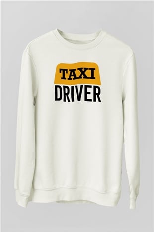 Taksici Beyaz Unisex Sweatshirt