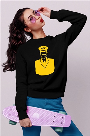Taksici Siyah Unisex Sweatshirt