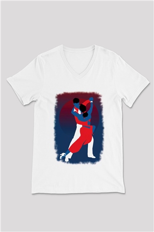 Tango Beyaz Unisex V Yaka Tişört