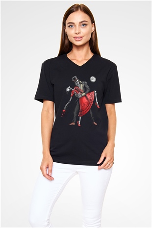 Tango Siyah Unisex V Yaka Tişört