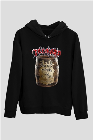 Tankard Baskılı Unisex Siyah Kapüşonlu Sweatshirt
