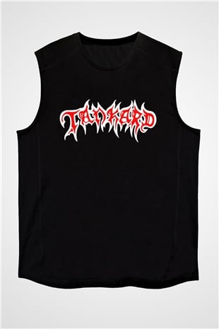 Tankard Baskılı Unisex Siyah Kolsuz Tişört - Tshirt