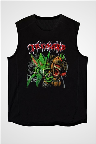 Tankard Baskılı Unisex Siyah Kolsuz Tişört - Tshirt