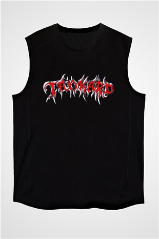 Tankard Baskılı Unisex Siyah Kolsuz Tişört - Tshirt