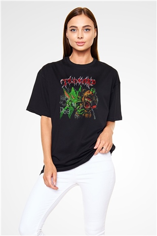 Tankard Baskılı Unisex Siyah Oversize Tişört - Tshirt