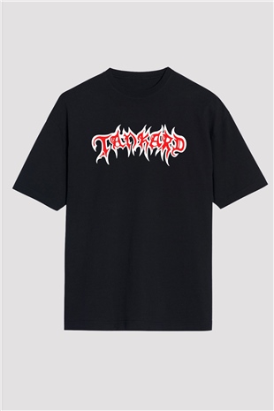 Tankard Baskılı Unisex Siyah Oversize Tişört - Tshirt
