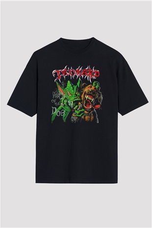 Tankard Baskılı Unisex Siyah Oversize Tişört - Tshirt