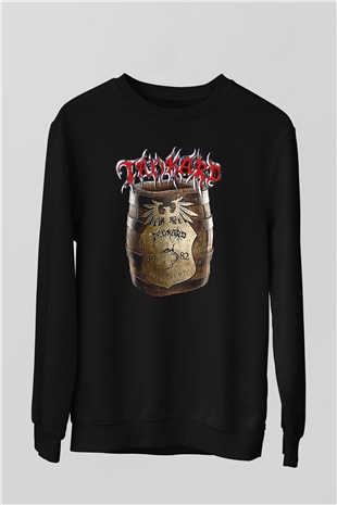 Tankard Baskılı Unisex Siyah Sweatshirt