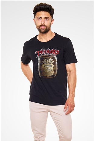 Tankard Baskılı Unisex Siyah Tişört - Tshirt