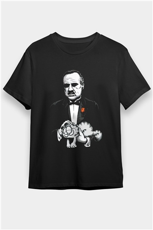 Garfield Seven Godfather Baskılı Unisex Siyah Tişört