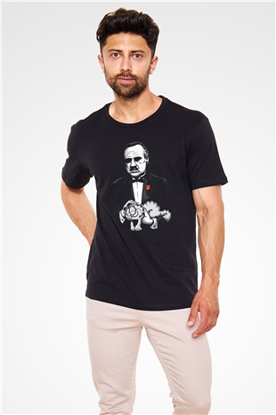 Garfield Seven Godfather Baskılı Unisex Siyah Tişört