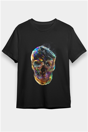 Patlayan Balon Kuru Kafa Baskılı Unisex Siyah Tişört