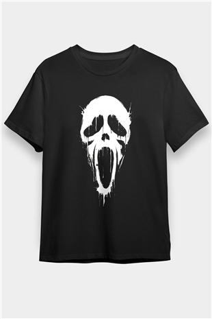 Scream Maske Baskılı Unisex Siyah Tişört
