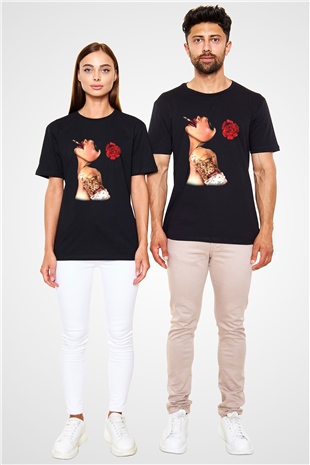 Sigara İçen Çingene Baskılı Unisex Siyah Tişört