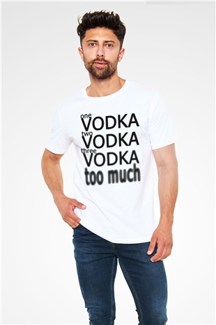 Votka Baskılı Unisex Beyaz Tişört
