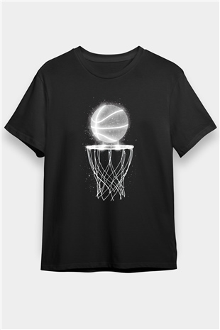 Basketbol Baskılı Unisex Siyah Tişört