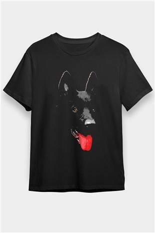 K-9 Alman Kurdu Baskılı Unisex Siyah Tişört