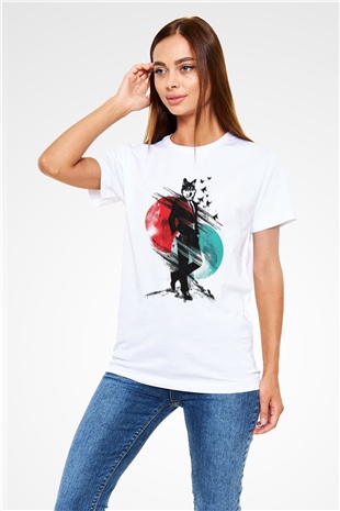 Kurt Baskılı Unisex Beyaz Tişört