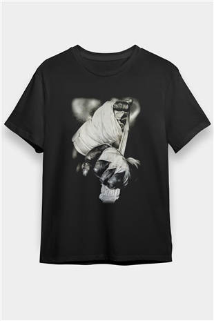 Kick Box Baskılı Unisex Siyah Tişört