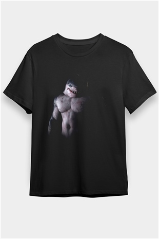 Body Building Jaws Baskılı Unisex Siyah Tişört
