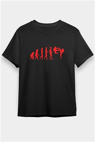 Karate Baskılı Unisex Siyah Tişört