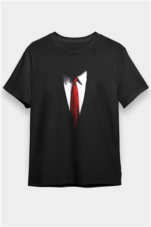 Takım Elbise Baskılı Unisex Siyah Tişört