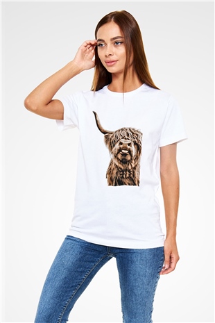 Lama Baskılı Unisex Beyaz Tişört