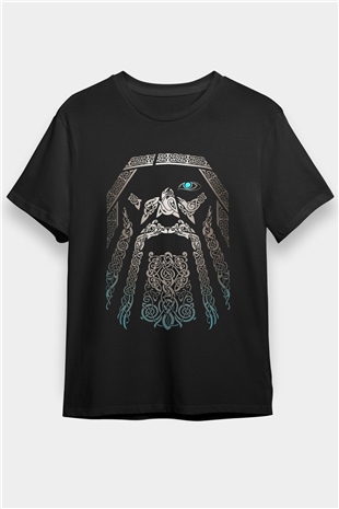 Odin Baskılı Unisex Siyah Tişört
