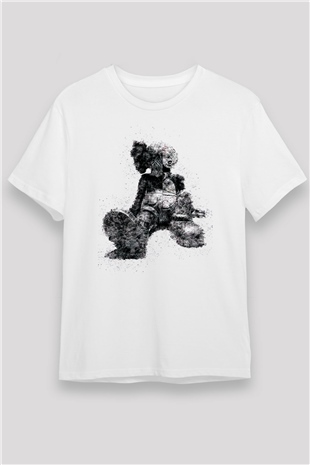Mickey Baskılı Unisex Beyaz Tişört