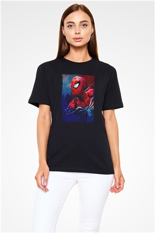 Örümcek Baskılı Unisex Siyah Tişört