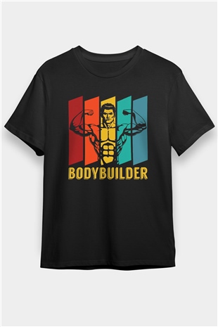Body Builder Baskılı Unisex Siyah Tişört