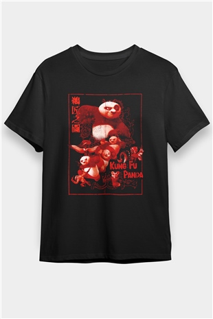 Kung Fu Panda Baskılı Unisex Siyah Tişört