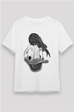 Donald Duck Baskılı Unisex Beyaz Tişört