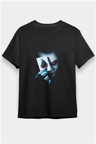 Tek Gözlü Joker Baskılı Unisex Siyah Tişört