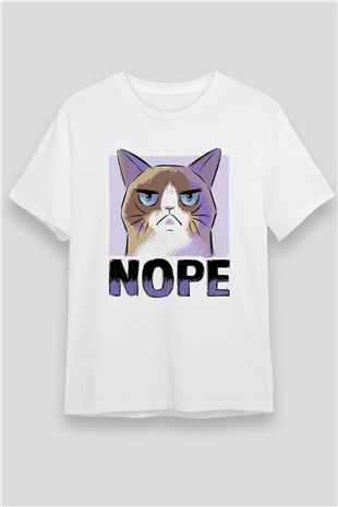 Nope Baskılı Unisex Beyaz Tişört