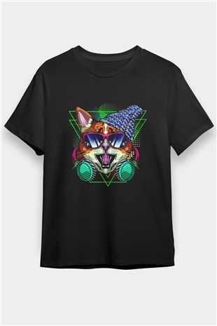 DJ Baskılı Unisex Siyah Tişört