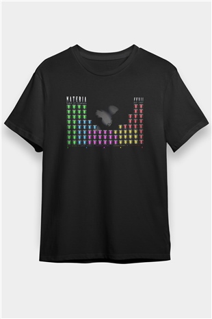 Elementler Baskılı Unisex Siyah Tişört
