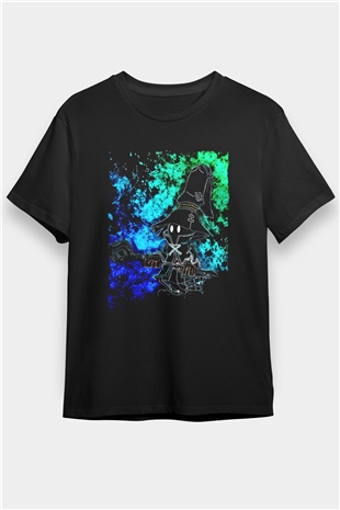 Süpürgeli Cadı Baskılı Unisex Siyah Tişört