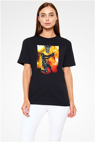 Basketbol Temalı Baskılı Unisex Siyah Tişört