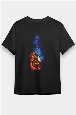 Gibson Gitar Baskılı Unisex Siyah Tişört