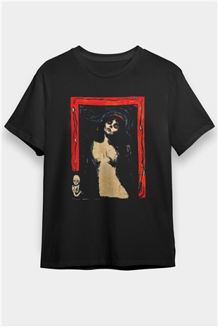 Scene I Skogen Baskılı Unisex Siyah Tshirt