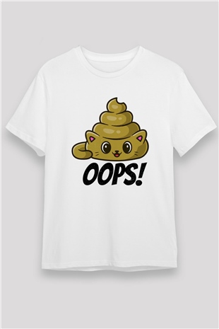 Opppsss Temalı Baskılı Unisex Beyaz Tshirt