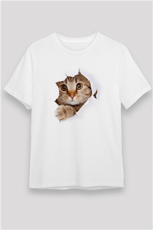 İçimdeki Şirin Kedi Temalı Baskılı Unisex Beyaz Tshirt
