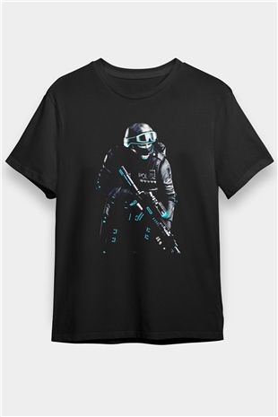Polis Baskılı Unisex Siyah Tshirt
