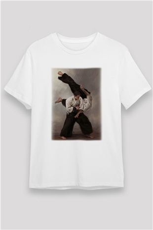 Aikido Baskılı Unisex Beyaz Tshirt