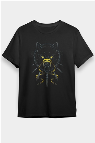 Ninja Kurt Baskılı Unisex Siyah Tişört