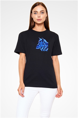 Hayalet Kurt Baskılı Unisex Siyah Tİşört