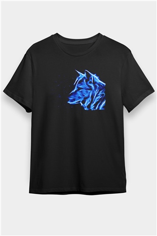 Hayalet Kurt Baskılı Unisex Siyah Tİşört